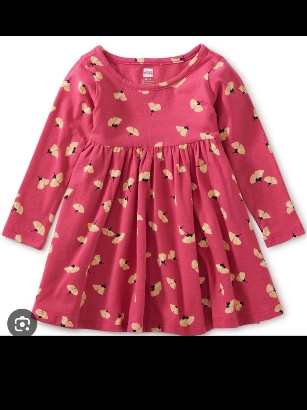 Tea Collection Raspberry Pink Long-Sleeve Floral Print Dress